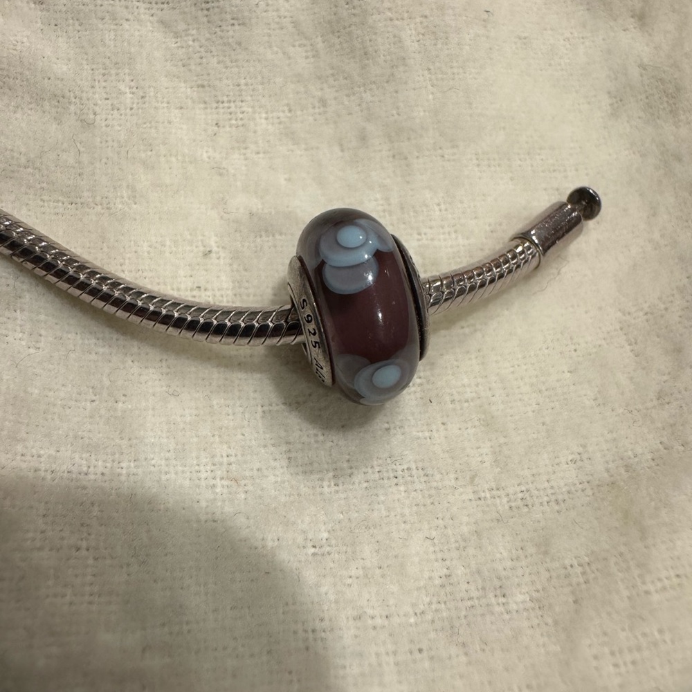 Pandora Purple Flower Murano Glass Charm